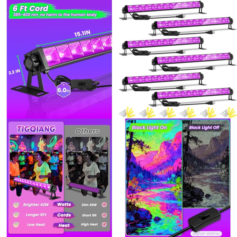 Party Supplies - 4W LED-zwartlichtbalk, zwartlicht voor groot gebied
