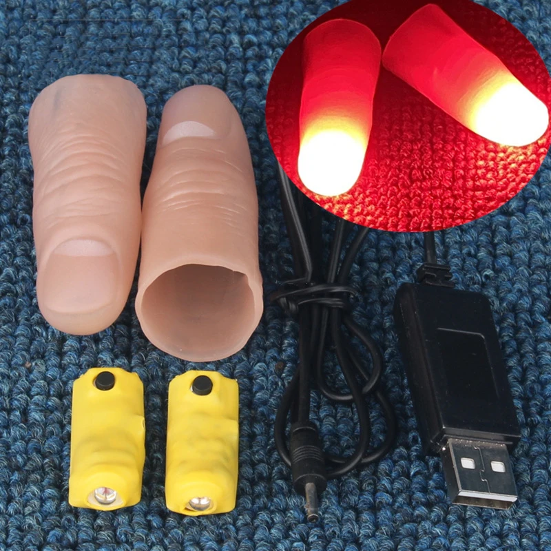 Thumb Tip Magic Trick Set - Professionele lichtpaarset (rood/vier kleuren) Goocheltrucs LED-duimtips