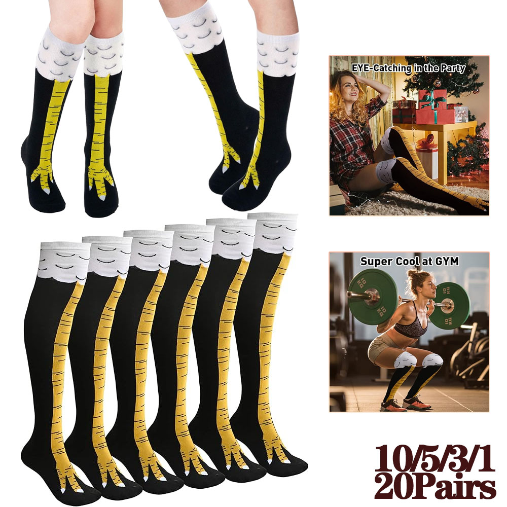 Funny Chicken Leg Socks - 1-20Pairs Grappige 3D Kip Klauw Kniekousen