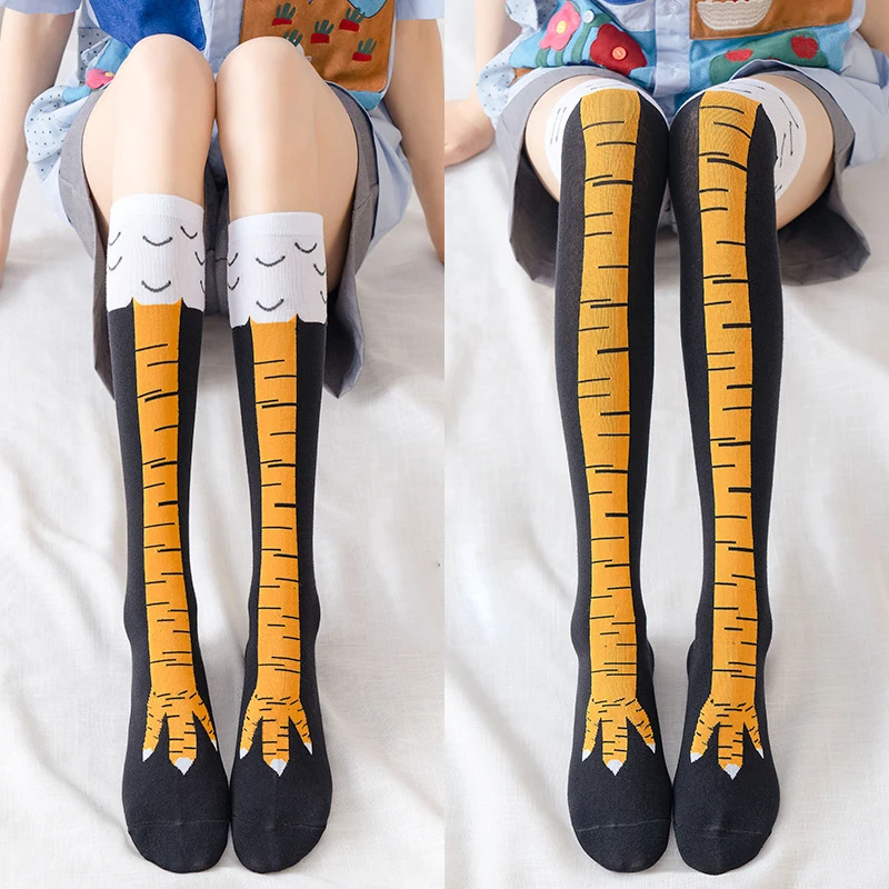 Funny Chicken Leg Socks - Grappige Kippenpoot Kous Overknee Druk Dunne