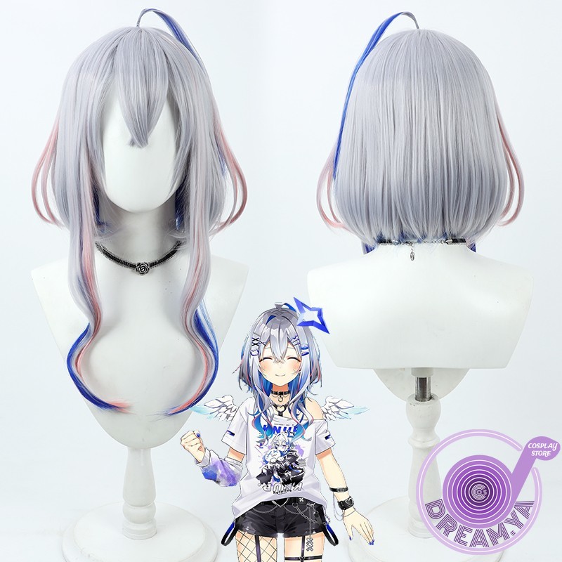 Anime Cosplay Wig Heat Resistant - Amane Kanata Cosplay Pruik Vtuber Grijs
