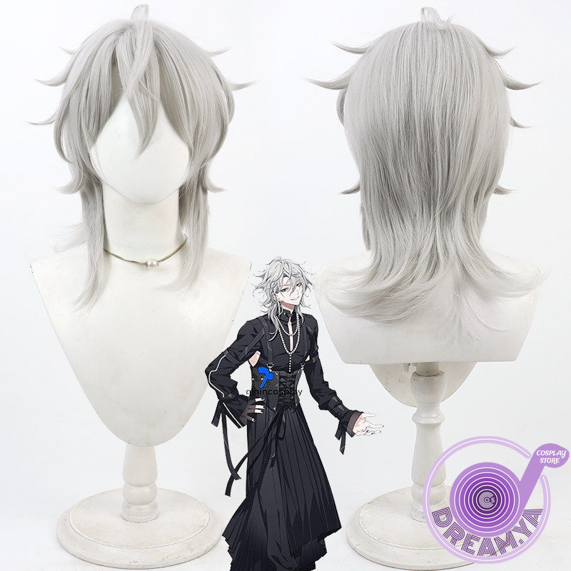 Anime Cosplay Wig Heat Resistant - Domeki Kuguri Cosplay Pruik 18TRIP Grijs