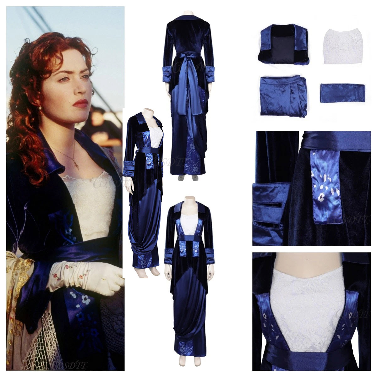 Medieval Renaissance Dress Women - Ruth DeWitt Bukater Cosplay Titanic Fantasia-kostuum