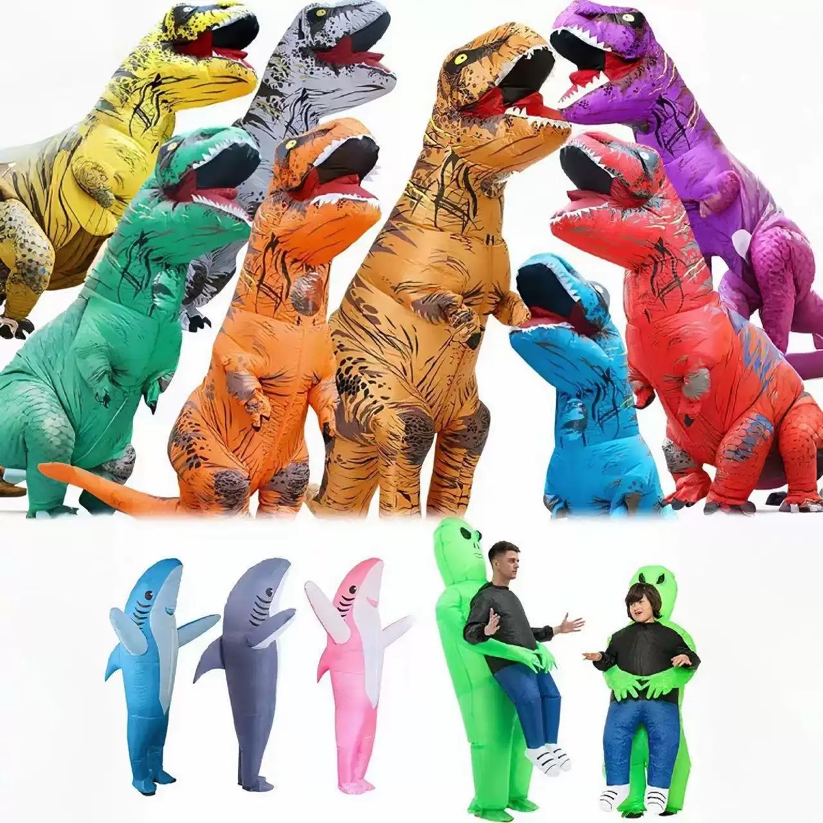 Inflatable Dinosaur Costume Adult - Opblaasbaar T-Rex kostuum voor volwassenen, unisex