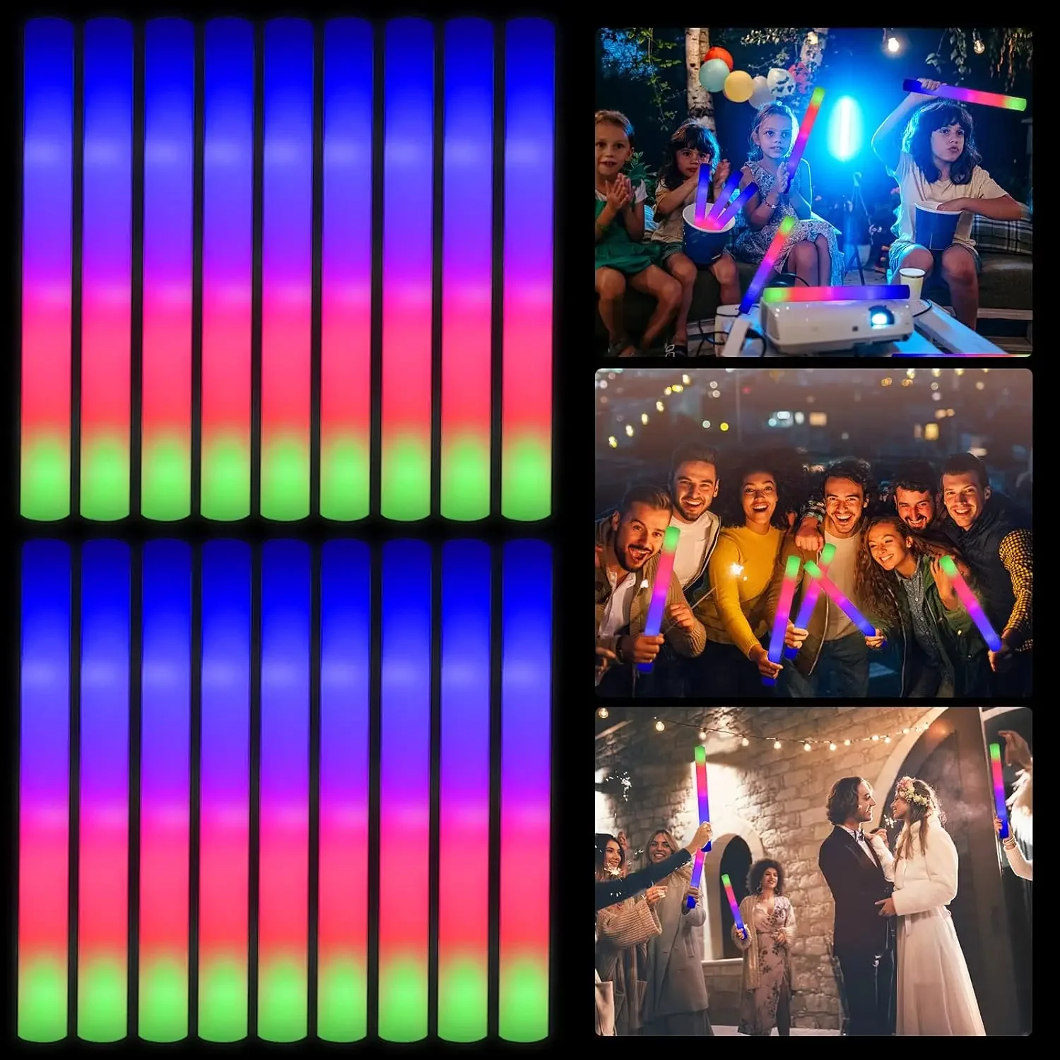 Flashing Led Foam Sticks Party - 50 stuks LED-schuimglowsticks voor Kerstmis, bruiloften