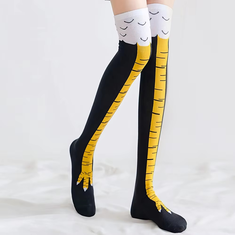 Funny Chicken Leg Socks - 1/2 paar kippenvoeten print dij hoge