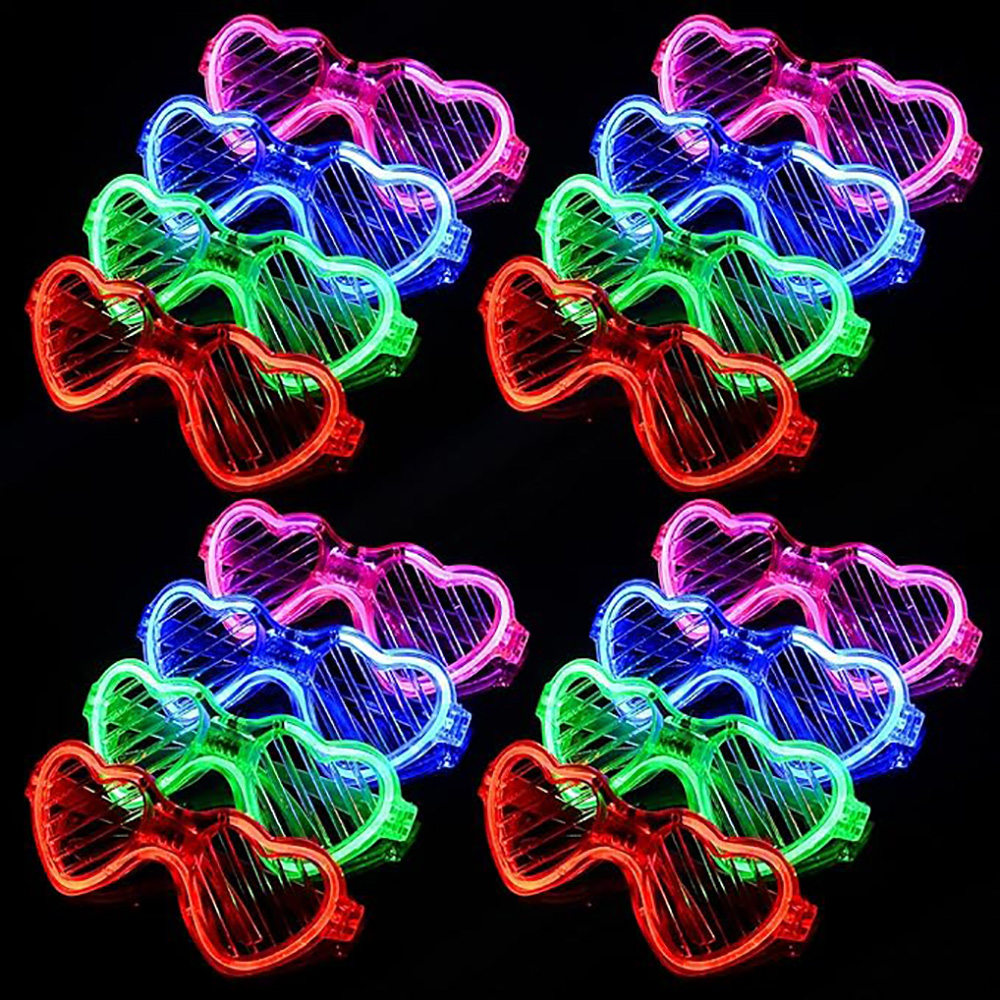 Glow In The Dark Party Glasses - 5/10/20/30/50 Bulk Light Up Bril Hartvormige