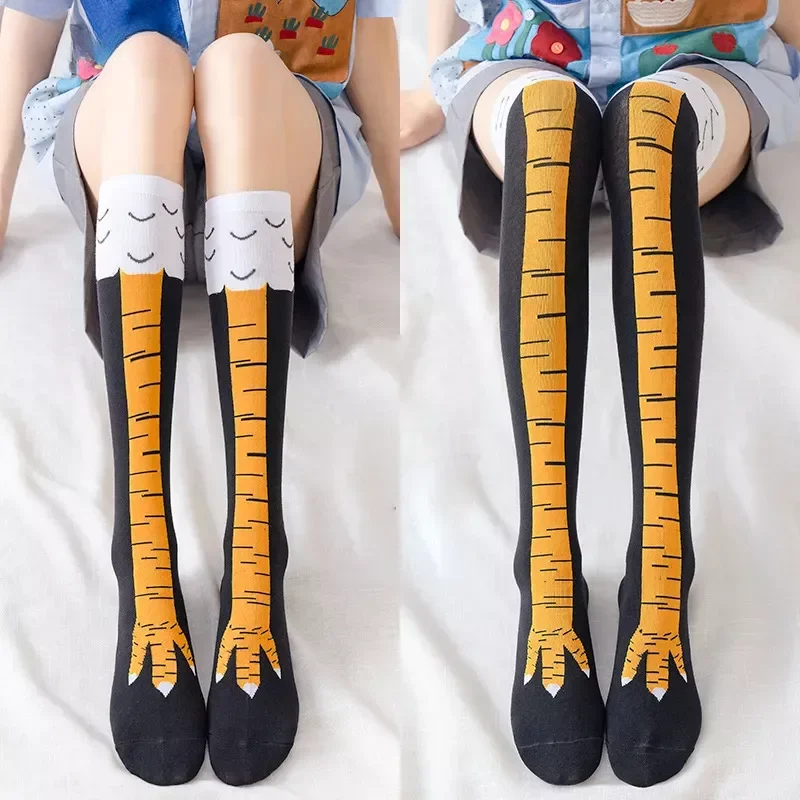 Funny Chicken Leg Socks - Grappige Kippenpoot Kous Overknee Druk Dunne
