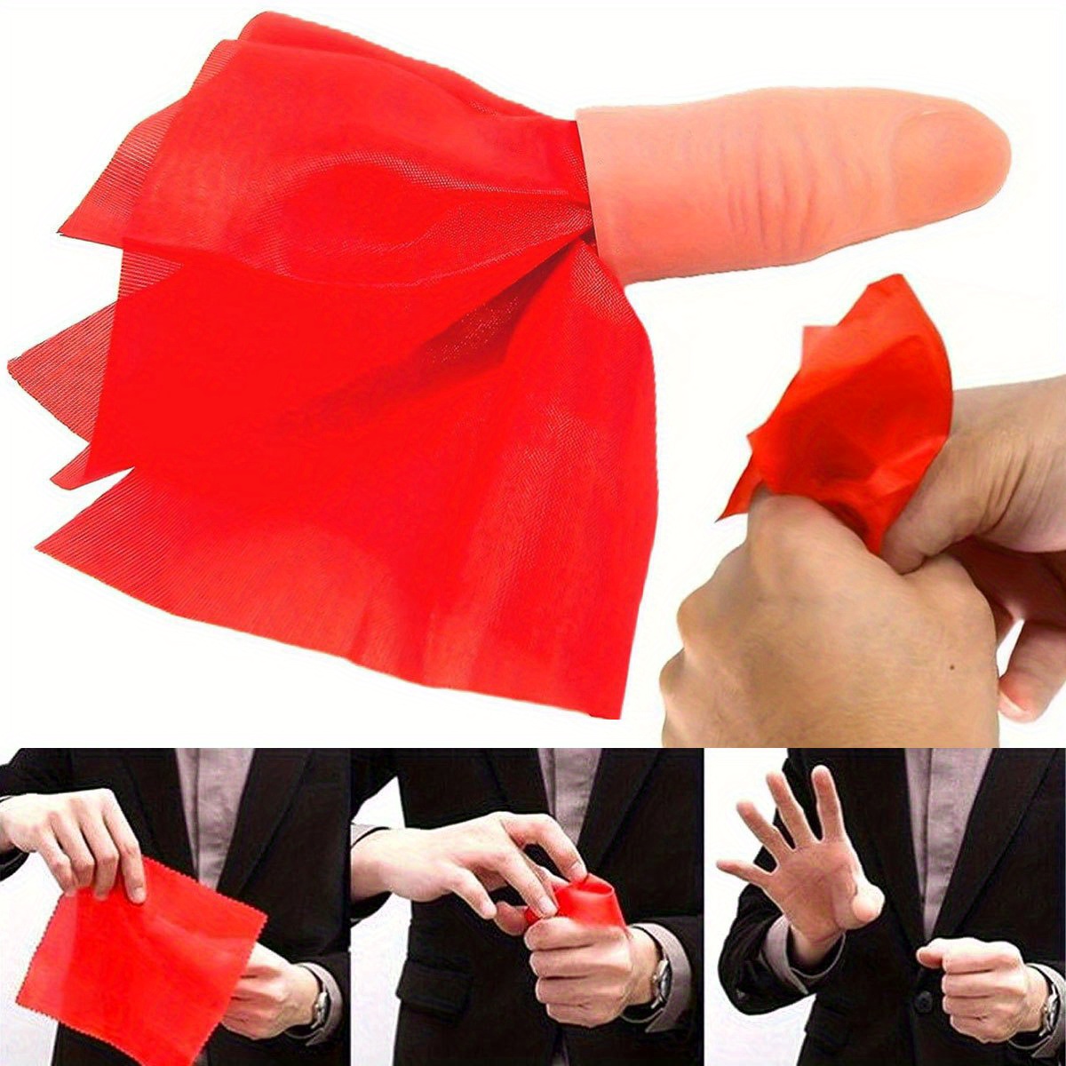 Thumb Tip Magic Trick Set - 1set Sjaal-Vanish Magic Duim Tip Vinger