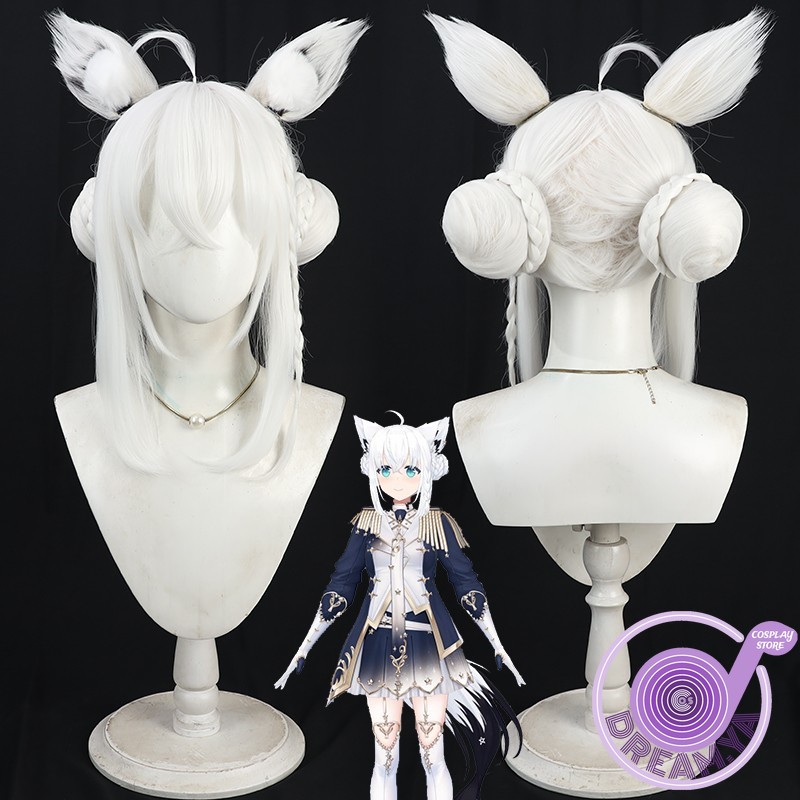 Anime Cosplay Wig Heat Resistant - Shirakami Fubuki Cosplay Pruik Vtuber Witte