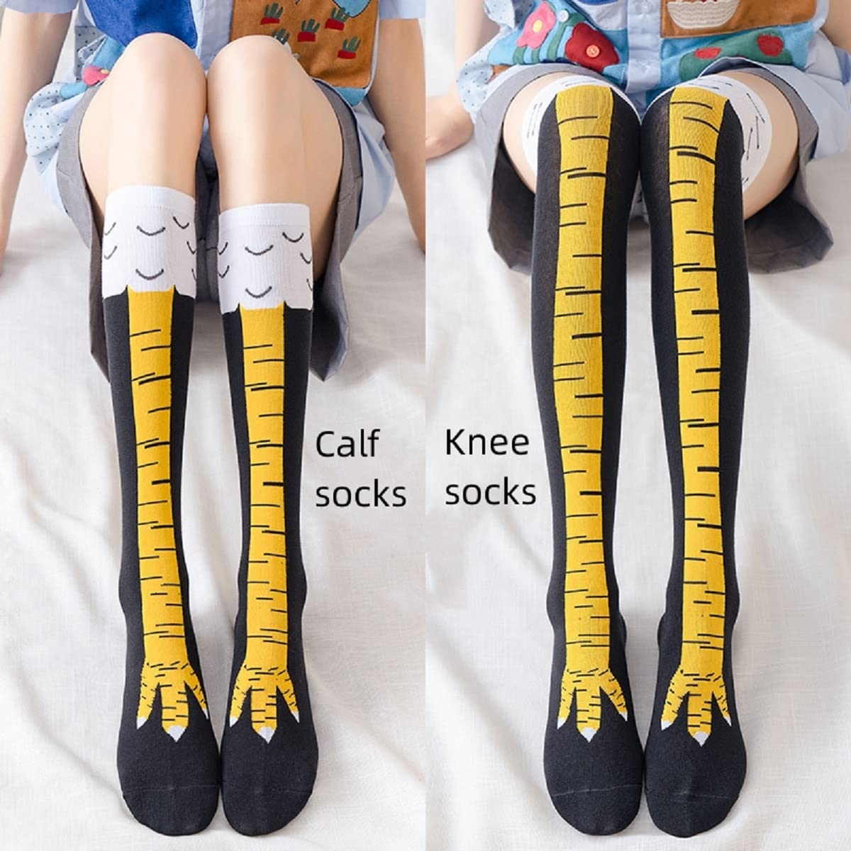 Funny Chicken Leg Socks - 1/2/5 Paar Dames Kniekousen Trendy Cartoon