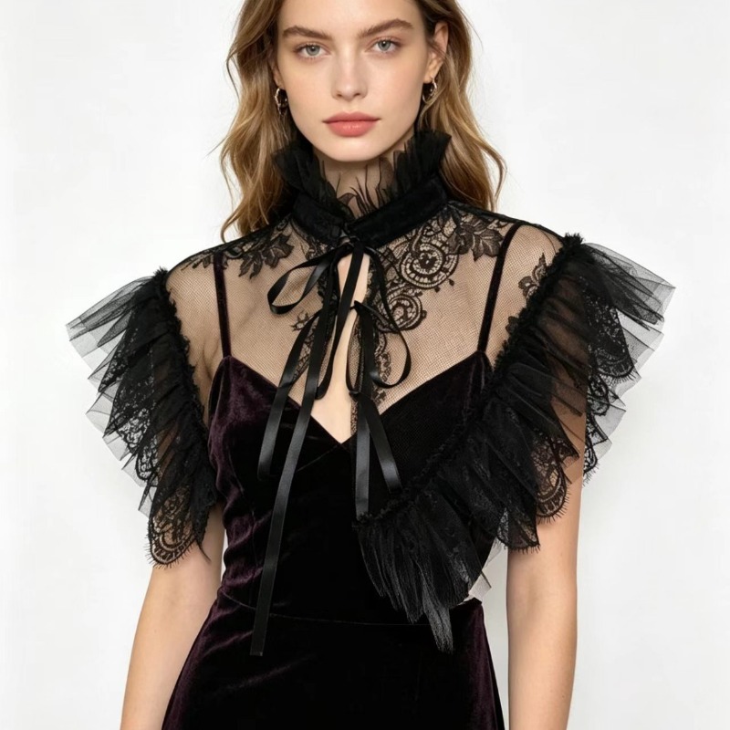 Costumes - Gotische stijl kant tule valse kraag