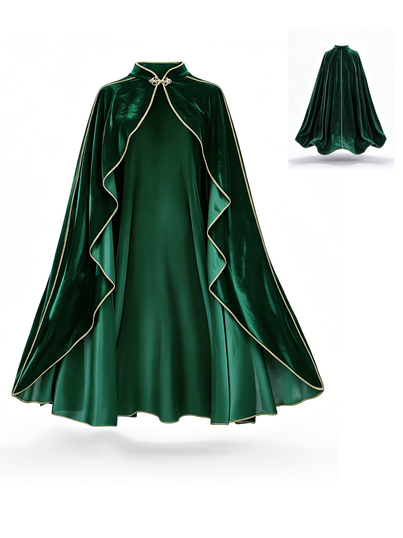 Medieval Renaissance Dress Women - Dames Vintage Groene Fluwelen Cape Mantel