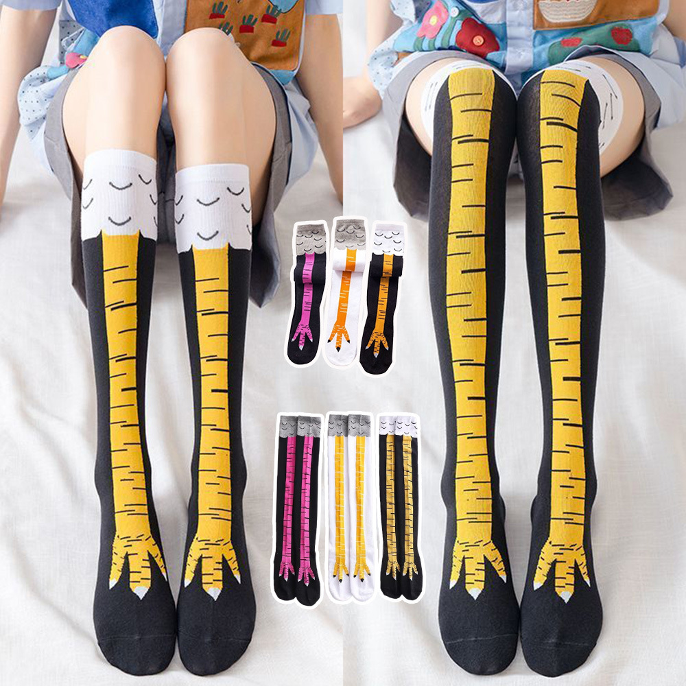 Funny Chicken Leg Socks - 1-4 paar dames kniekousen trendy cartoon