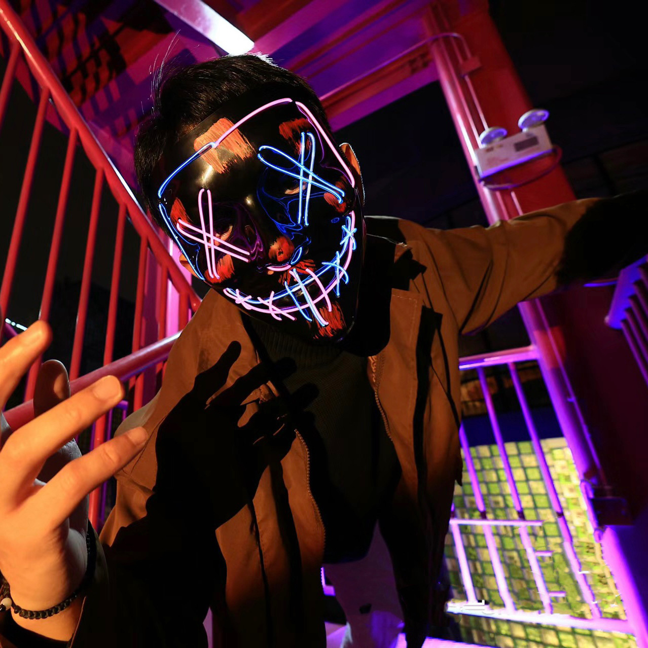 Draadloze Neon LED Purge Mask  - Led Purge Mask Halloween recensie en prijs