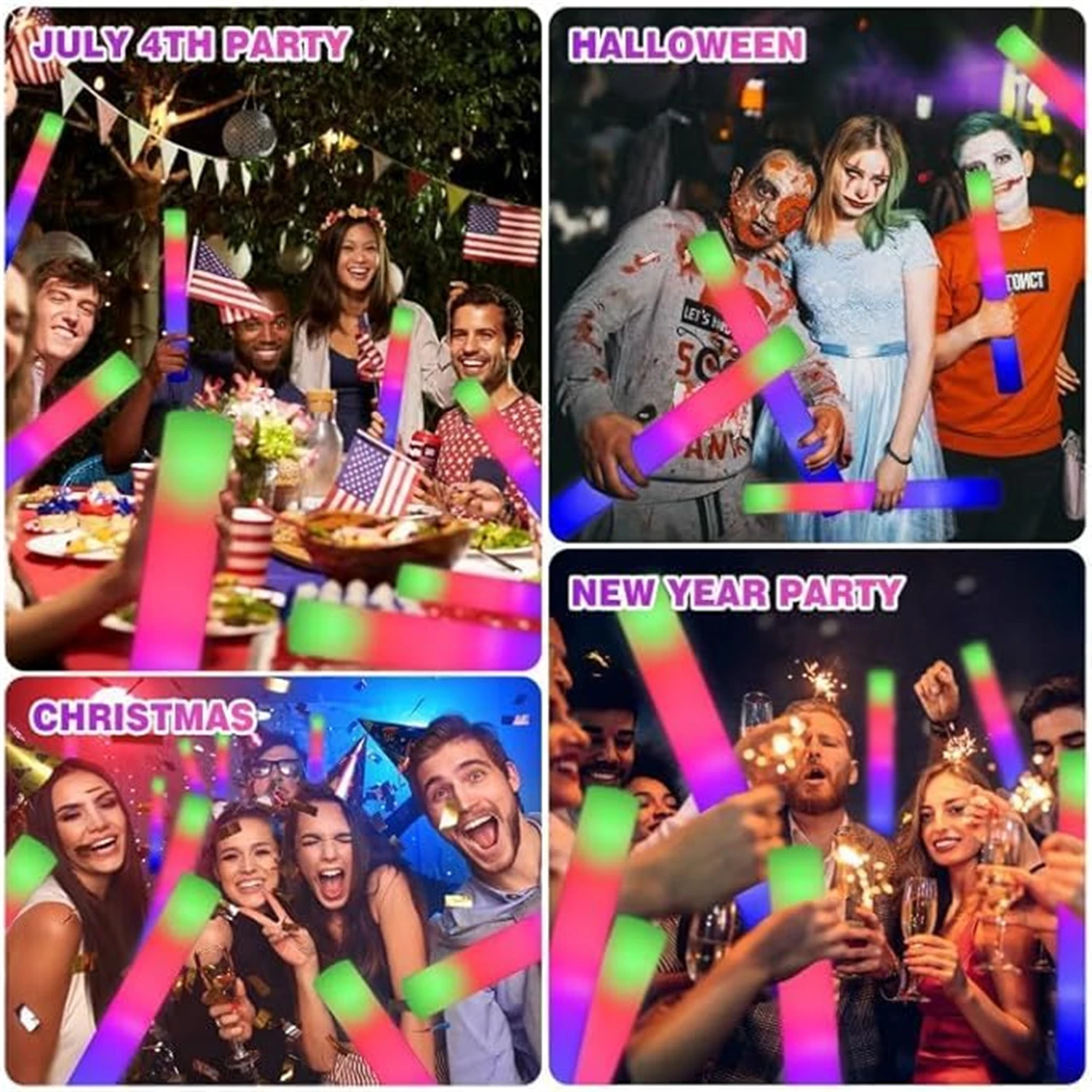 50 stuks LED Foam Glow Sticks  - Flashing Led Foam Sticks Party recensie en prijs
