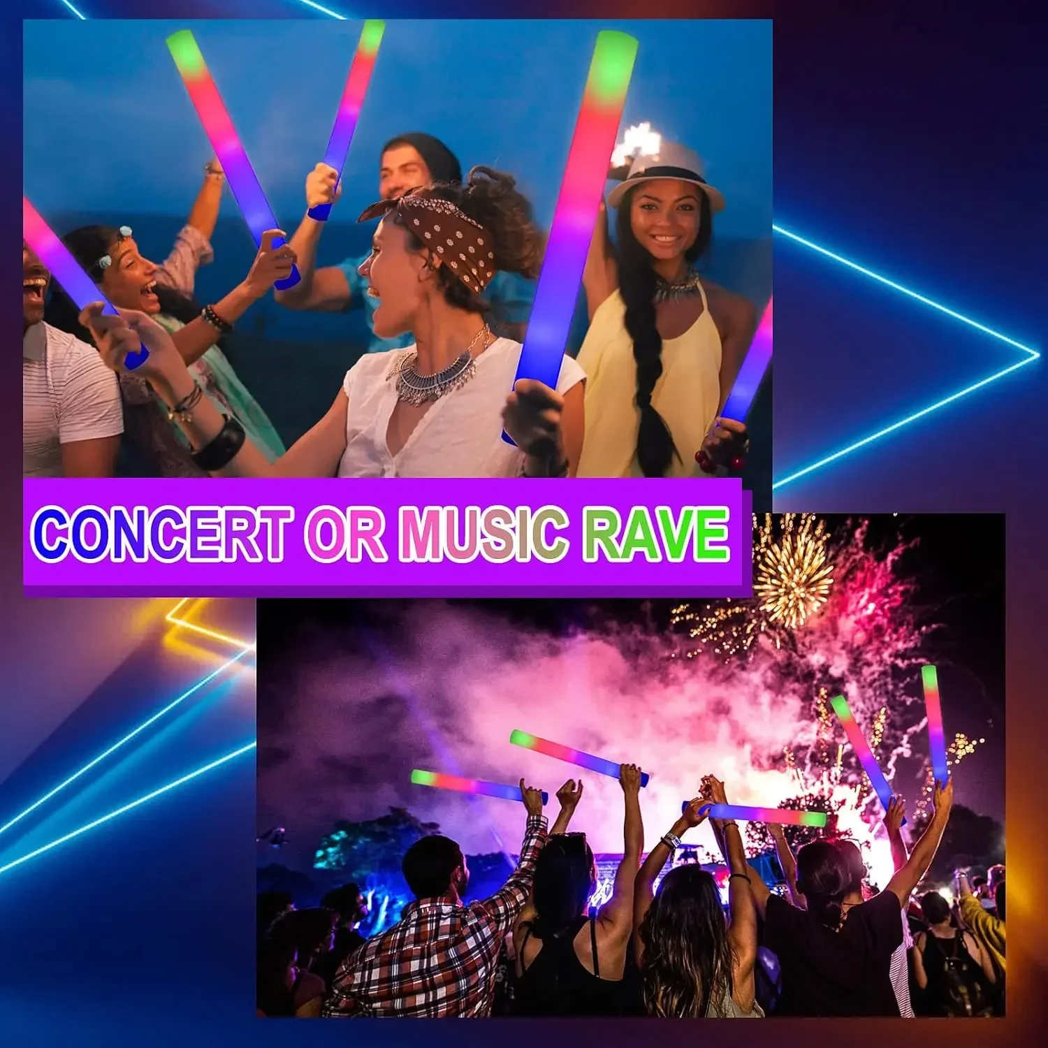 50 stuks LED-schuimglowsticks  - Flashing Led Foam Sticks Party recensie en prijs