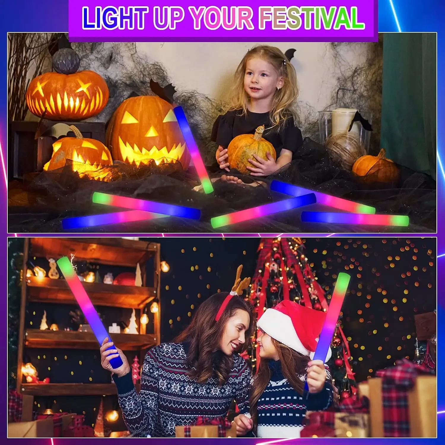 50 stuks LED-schuimglowsticks  - Flashing Led Foam Sticks Party recensie en prijs