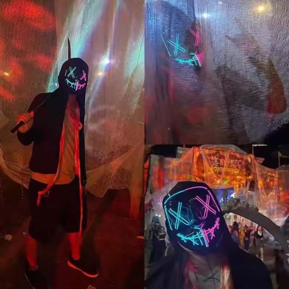 Draadloos neon LED Purge-maske - Led Purge Mask Halloween recensie en prijs