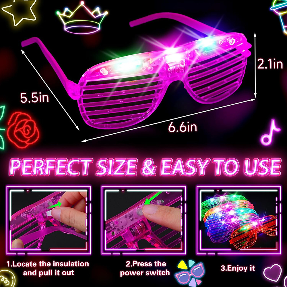 LED-bril 6 neonkleuren Glow In - Glow In The Dark Party Glasses recensie en prijs